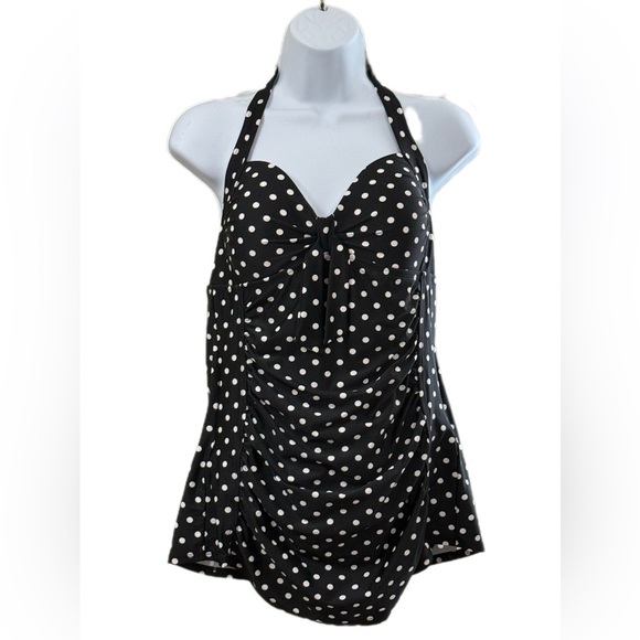 Merona Black and White Polka Dot One Piece - Picture 1 of 1